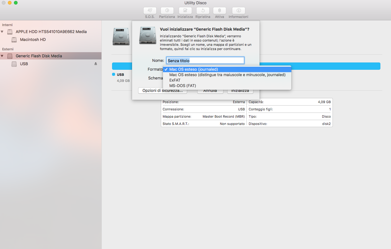partizione di hard disk su Mac